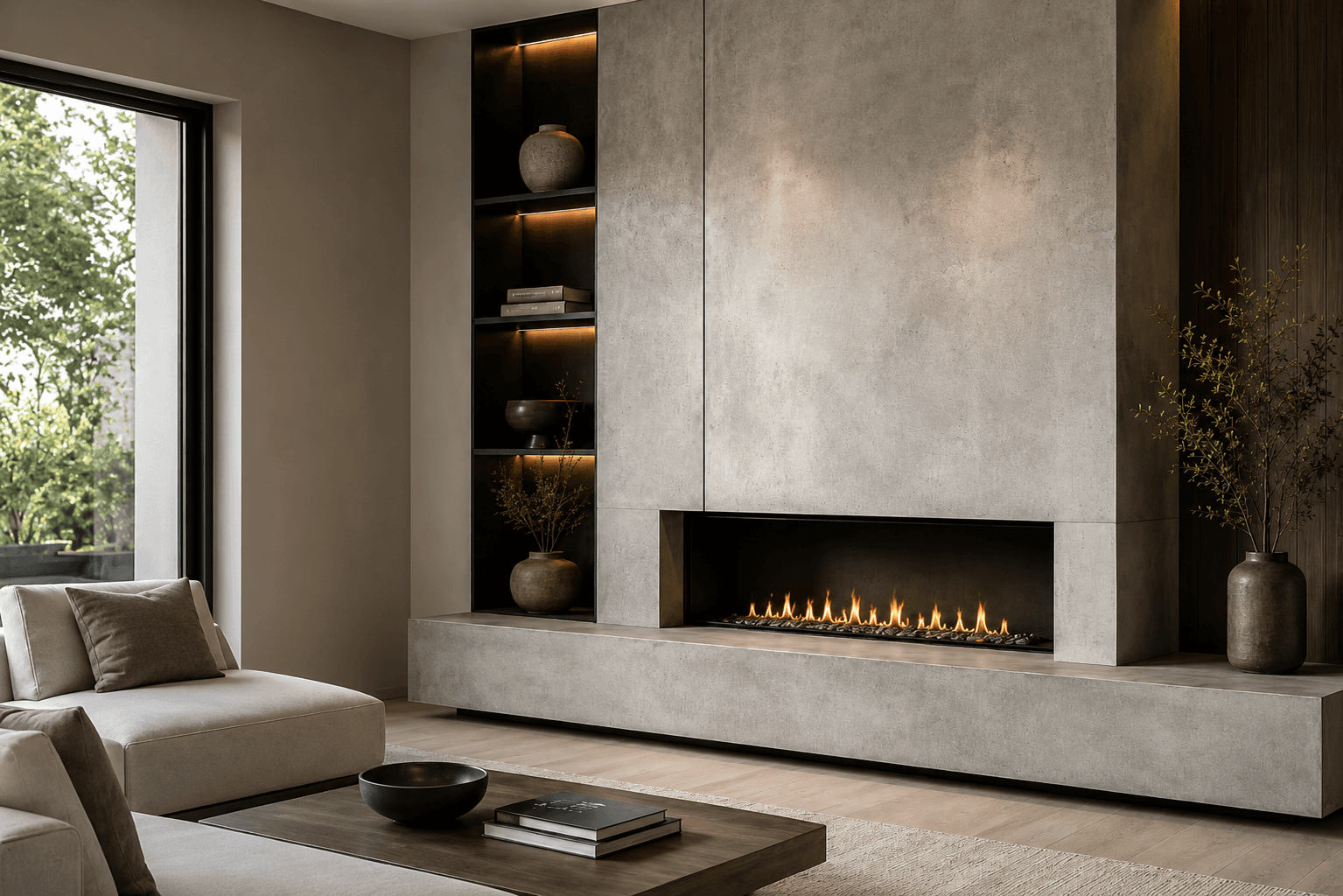 Luxury Modern Concrete Fireplace Surround Ideas